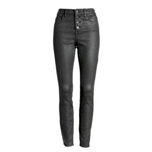BLANKNYC Denim Coated Black Skinny Jeans High Rise Exposed Buttons SZ 29